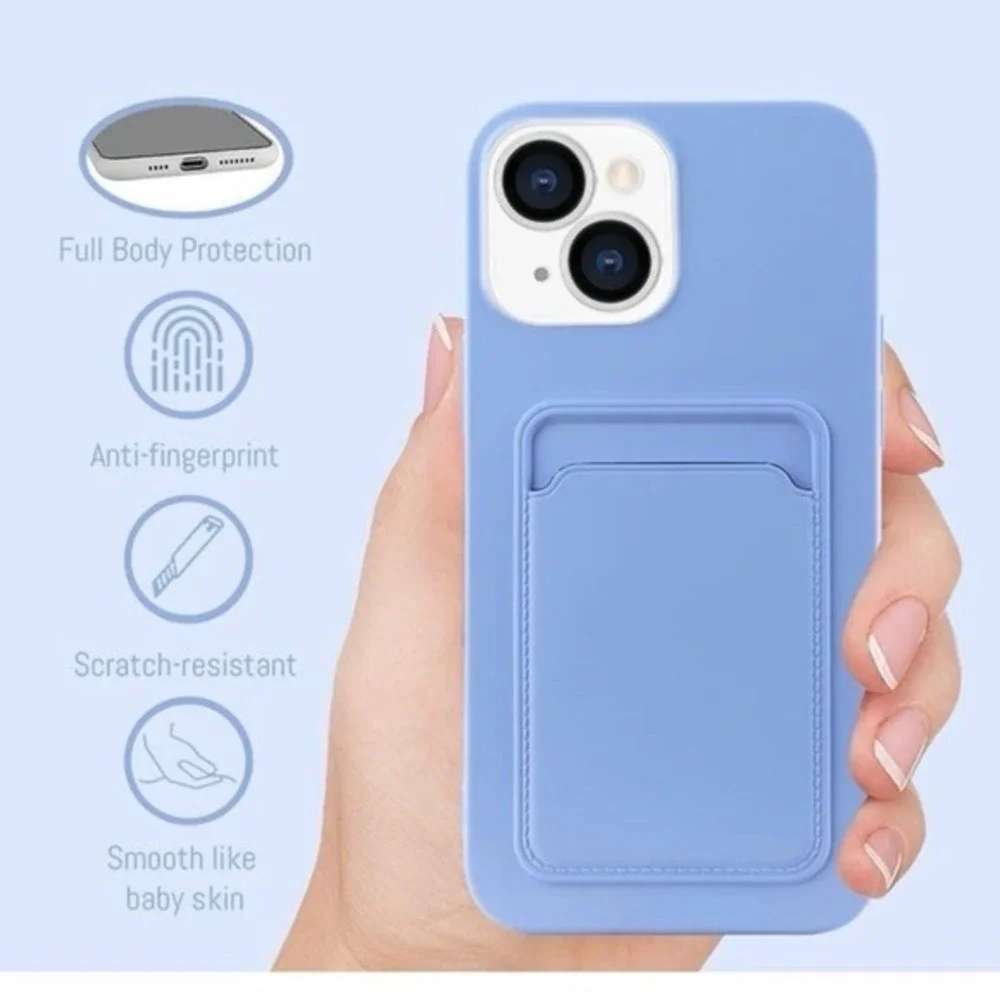 New MZELQ Compatible with iPhone 13 (6.1 inch) Case, Card Holder Camera Protecti